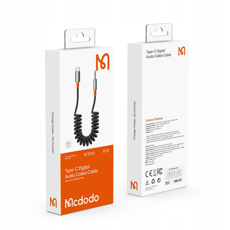 MCDODO KABEL USB C AUX ADAPTER PRZEJŚCIÓWKA MINI JACK 3,5 DO SAMSUNG DAC 2M