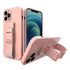 Rope case żelowe etui ze smyczą łańcuszkiem torebka smycz Xiaomi Redmi Note 10 / Redmi Note 10S różowy
