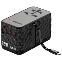 Verbatim Adapter podróżny EU/UK/US GaN   USB-A/3xUSB-C PD 85W CNT-02 czarny/black 32127