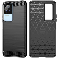 Carbon Case etui Xiaomi Poco F4 5G elastyczny silikonowy karbonowy pokrowiec czarne
