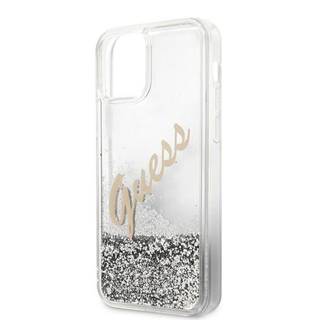 Guess GUHCP12LGLVSSI iPhone 12 Pro Max 6,7" srebrny/silver hardcase Glitter Vintage Script