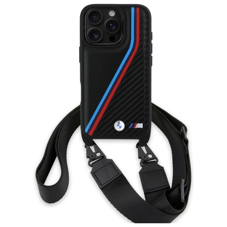 BMW BMHCP16X23PSVTK iPhone 16 Pro Max    6.9 czarny/black hardcase M Edition Carbon Tricolor Lines & Strap