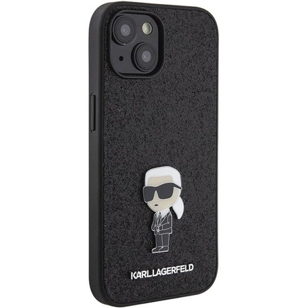 Etui Karl Lagerfeld Fixed Glitter Ikonik Logo Metal Pin do iPhone 15 - czarne