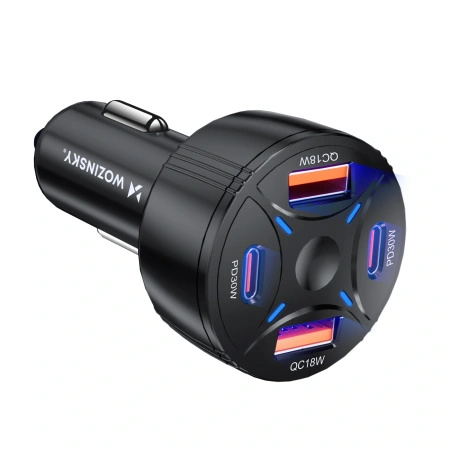 Ładowarka samochodowa Wozinsky WLS-04 60W 2xUSB-C 2xUSB-A - czarna