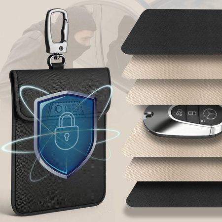 KLATKA FARADAYA TECH-PROTECT KLR400 POUCH KEYLESS RFID SIGNAL BLOCKER CASE BLACK/BLACK