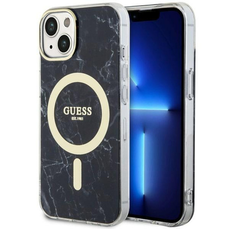 Etui Guess GUHMP14MPCUMAK na iPhone 14 Plus 6.7" - czarne Marble MagSafe