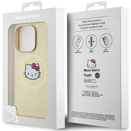 Etui Hello Kitty Leather Kitty Head MagSafe na iPhone 13 Pro / 13 - złote