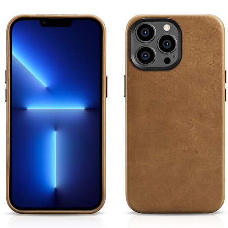 iCarer Oil Wax Premium Leather Case skórzane etui iPhone 14 Pro magnetyczne z MagSafe brązowy (WMI14220702-TN)