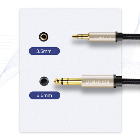 Ugreen kabel przewód audio TRS mini jack 3,5mm - jack 6,35mm 1m szary