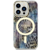 Etui Guess GUHMP14LHLEOPWB na iPhone 14 Pro - niebieskie Leopard MagSafe
