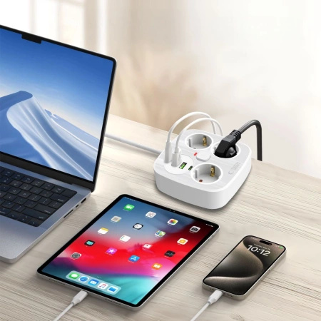 TECH-PROTECT LISTWA ZASILAJĄCA PCS3X4 DO KOMPUTERA TELEFONU 3 GNIAZDA