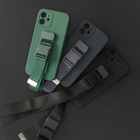 Rope case żelowe etui ze smyczą łańcuszkiem torebka smycz iPhone 12 Pro fioletowy