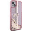 Etui Guess Liquid Glitter Gold Stripes na iPhone 15 Plus / 14 Plus - różowe