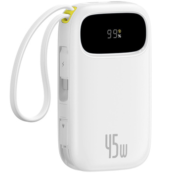 Baseus Powerbank EnerFill FC31 20000mAh 45W z wyświetlaczem z kablami USB-C i USB-C biały