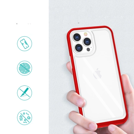 Clear 3in1 etui do iPhone 13 Pro żelowy pokrowiec z ramką czerwony