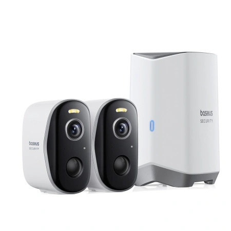 Zewnętrzny zestaw monitoringu Baseus Security N1 Plus Dual 2K (2 kamery) - biały