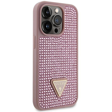 Etui Guess GUHCP14LHDGTPP na iPhone 14 Pro - różowe Rhinestone Triangle