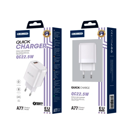 JELLICO ładowarka sieciowa A77 22,5W 1xUSB QC3.0 + kabel Lightning Biały