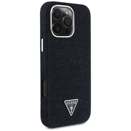 GUESS ETUI POKROWIEC TPU DO IPHONE 16 PRO DO MAGSAFE LOGO DENIM TRÓJKĄTNE