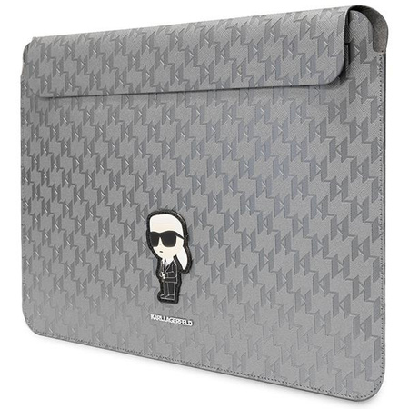 Etui Karl Lagerfeld Sleeve KLCS14SAKHPKG 14" - srebrne Saffiano Monogram Ikonik