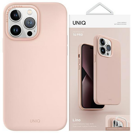 Etui Uniq Lino na iPhone 14 Pro - różowe blush