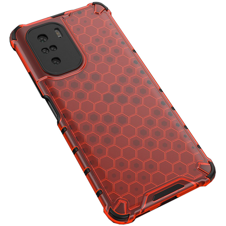 Honeycomb etui pancerny pokrowiec z żelową ramką Xiaomi Redmi K40 Pro+ / K40 Pro / K40 / Poco F3 czerwony