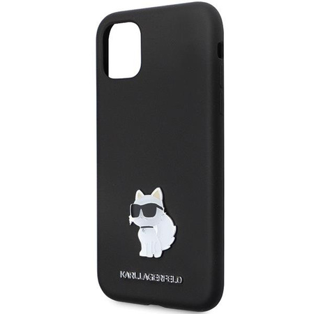 Etui Karl Lagerfeld KLHCN61SMHCNPK na iPhone 11 / Xr - czarne Silicone C Metal Pin