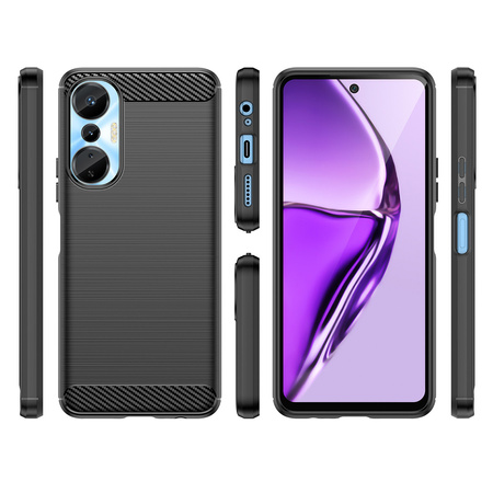 Carbon Case etui do Infinix Hot 20S elastyczny silikonowy karbonowy pokrowiec czarne