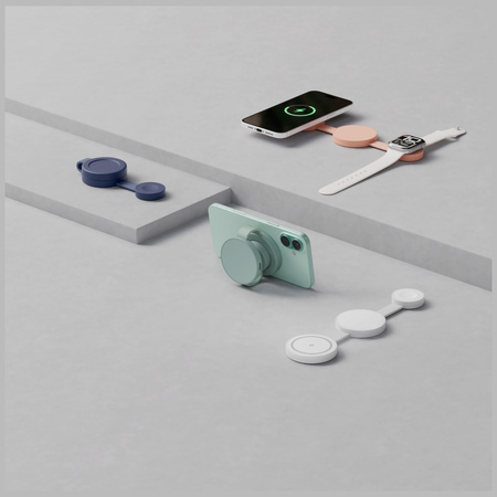 Ładowarka indukcyjna Bazic GoMag Trio 2  3w1 15W magnetyczna do iPhone/Watch/AirPods niebieski