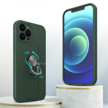 Ring Case silikonowe etui z uchwytem na palec i podstawką do iPhone 13 Pro różowy