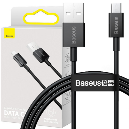 Baseus Superior kabel przewód USB - micro USB do szybkiego ładowania 2A 1m czarny (CAMYS-01)