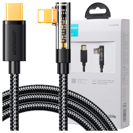 Joyroom kabel Lightning kątowy - USB C do szybkiego ładowania i transferu danych 20W 1,2 m czarny (S-CL020A6)