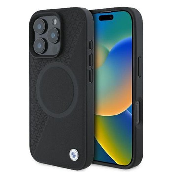 BMW BMHMP16L23RTPK iPhone 16 Pro 6.3czarny/black hardcase Sign Leather Half Textured And Circle MagSafe