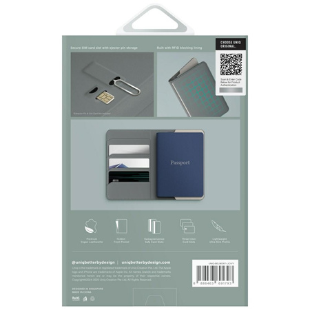 Etui na paszport UNIQ Belmont blokada    RFID zielony kość słoniowa