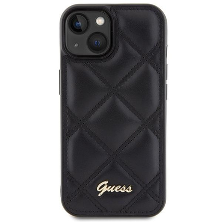 Etui Guess Quilted Metal Logo na iPhone 15 - czarne