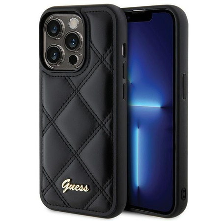 Etui Guess Quilted Metal Logo na iPhone 15 Pro Max - czarne