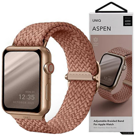 UNIQ pasek Aspen Apple Watch 44/42/45mm Series 4/5/6/7/8/SE/SE2 Braided różowy/grapefruit pink