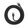 Baseus Cafule Cable wytrzymały nylonowy kabel przewód USB-C PD / USB-C PD PD2.0 60W 20V 3A QC3.0 1M czarny-szary (CATKLF-GG1)