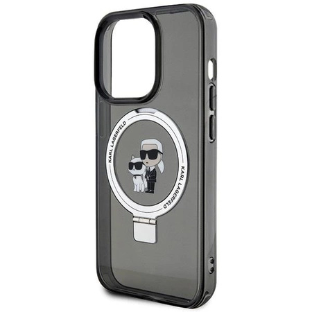 Etui Karl Lagerfeld Ring Stand Karl&Choupettte MagSafe do iPhone 15 Pro Max - czarne