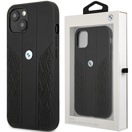 Etui BMW BMHCP13SRSPPK iPhone 13 mini 5,4" czarny/black hardcase Leather Curve Perforate