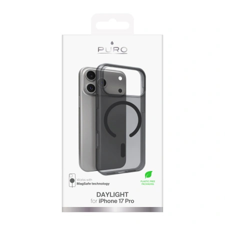 Etui silikonowe Puro Daylight kompatybilne z Magsafe na iPhone 17 Pro - półprzezroczyste czarne