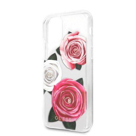 Etui Guess GUHCN58ROSTRT na iPhone 11 Pro - przezroczyste hardcase Flower Desire Pink & White Rose