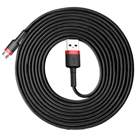 BASEUS KABEL USB DO MICRO USB DO TELEFON TABLET 2A 3M MOCNY CZARNY CZERWONY