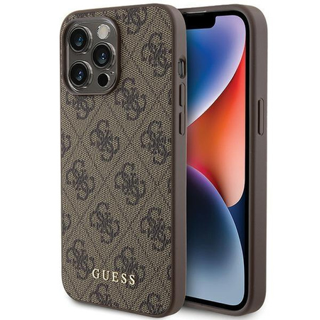 Etui Guess 4G Metal Gold Logo na iPhone 15 Pro Max - brązowe