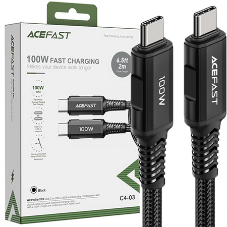 Acefast kabel USB Typ C - USB Typ C 2m, 100W (20V/5A) czarny (C4-03 Black)