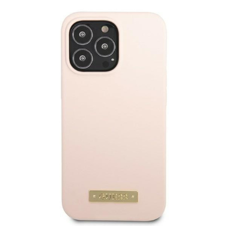 Guess GUHMP13LSPLP iPhone 13 Pro / 13 6,1" różowy/pink hard case Silicone Logo Plate MagSafe