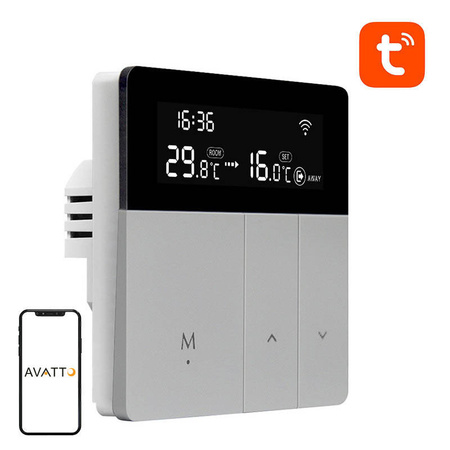 AVATTO TERMOSTAT WIFI DO TUYA PODGRZEWACZ WODY 3A AUTOMATYZACJA STEROWANIA