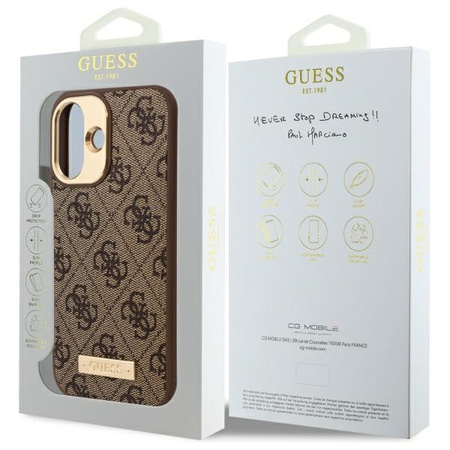 Guess GUHMP16SU4GPRW iPhone 16 6.1 brązowy/brown hardcase 4G Logo Plate MagSafe