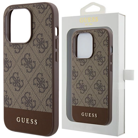 Etui Guess 4G Stripe Collection na iPhone 15 Pro - brązowe