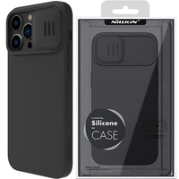 Nillkin CamShield Silky Silicone Case etui iPhone 14 Pro Max pokrowiec z osłoną na aparat czarny